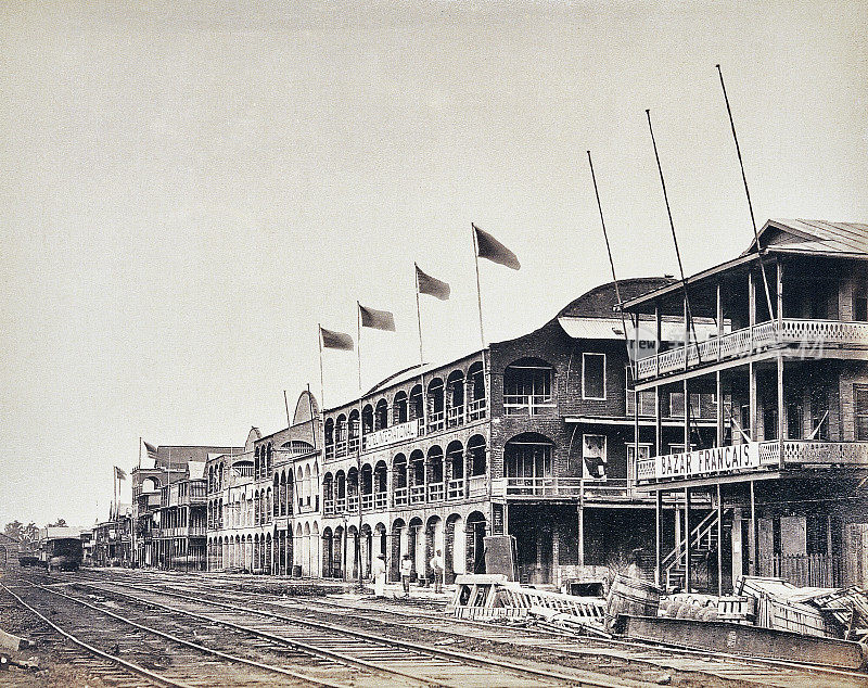科隆，巴拿马，街景，1882年