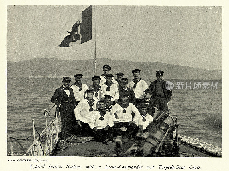 意大利海军军舰，水兵和指挥官，鱼雷艇船员。海军军事历史，19世纪90年代