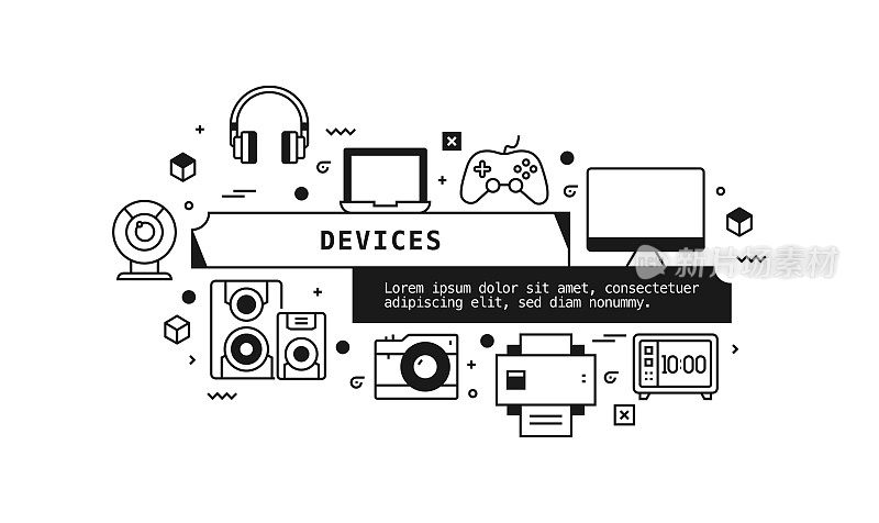 设备相关的矢量横幅设计概念。