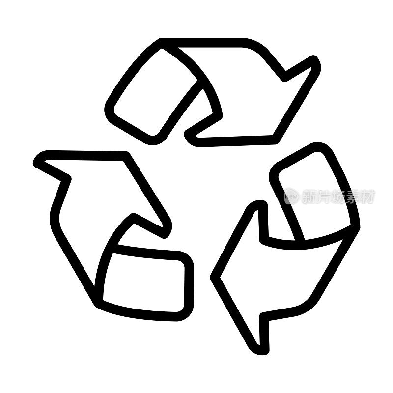 回收图标从生态收集。薄线性循环，生态，保存轮廓图标孤立在白色背景。线矢量循环符号，网络和移动符号。