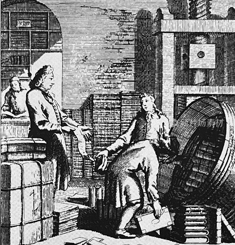 里面是一个书店,17世纪,新书配送