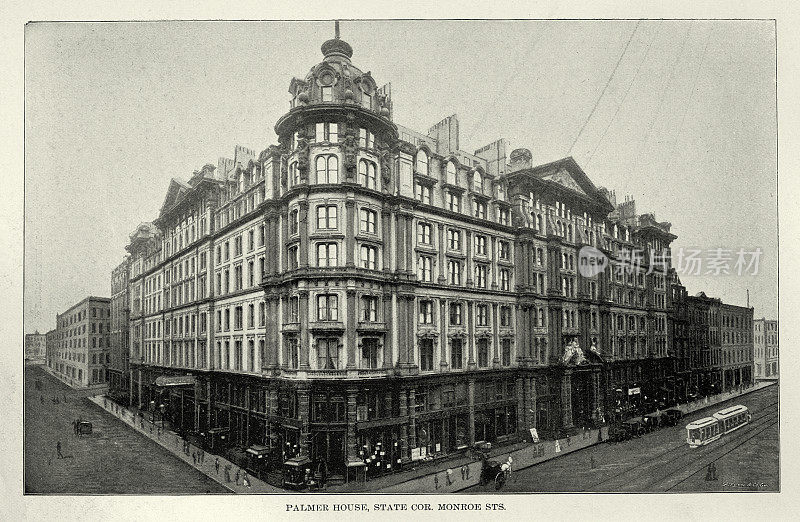 美国维多利亚式建筑，帕尔默之家，州角蒙罗斯街，芝加哥，19世纪