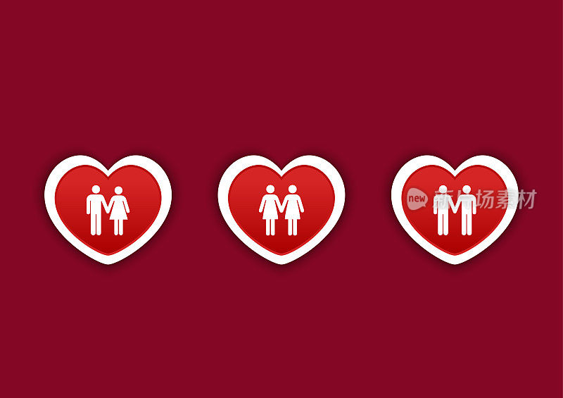 红心上的男人和女人图标符号。男人和女人标志标志标志。情人节的标志。