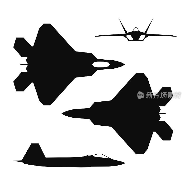 F-22猛禽飞机矢量剪影插图图标