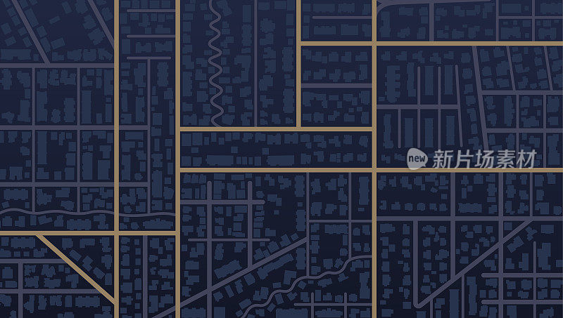 城市地图。GPS导航器。虚构的分区规划。俯视图，从上面看。抽象的背景。可爱的简单的设计。平面风格矢量插图。矢量，图示在白色上隔离。