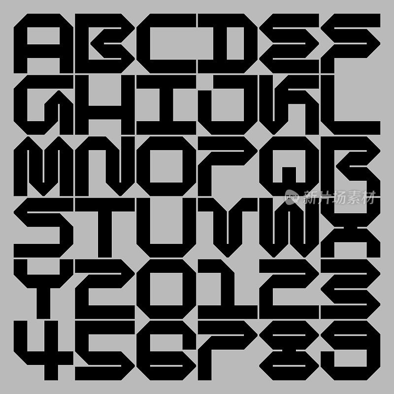立方体单体B3字体-字母和数字