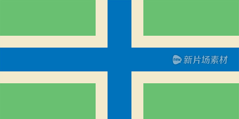 塞文十字旗或格洛斯特郡礼仪郡旗(英格兰，大不列颠及北爱尔兰联合王国，英国)中蓝色十字，以奶油勾勒，苹果绿为背景