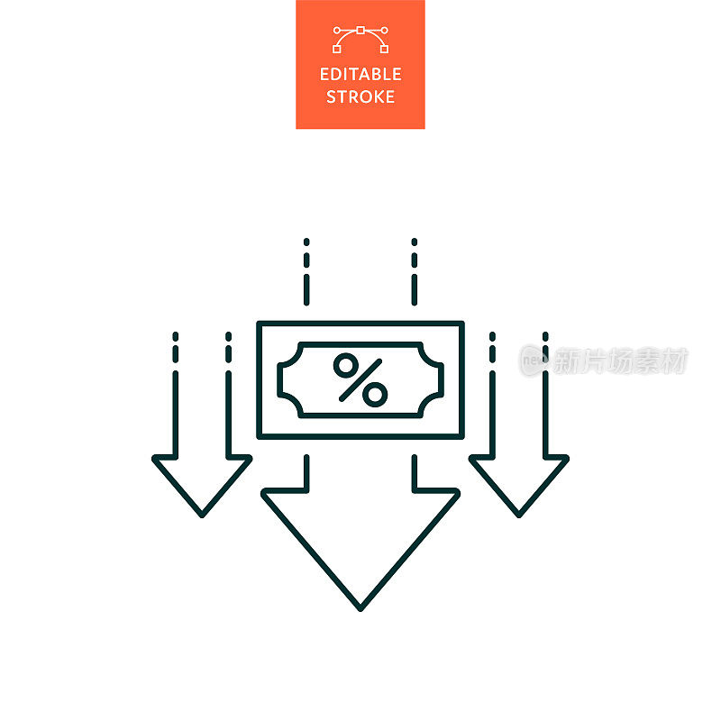 带有可编辑描边的利率线图标。Icon适用于网页设计、移动应用、UI、UX和GUI设计。