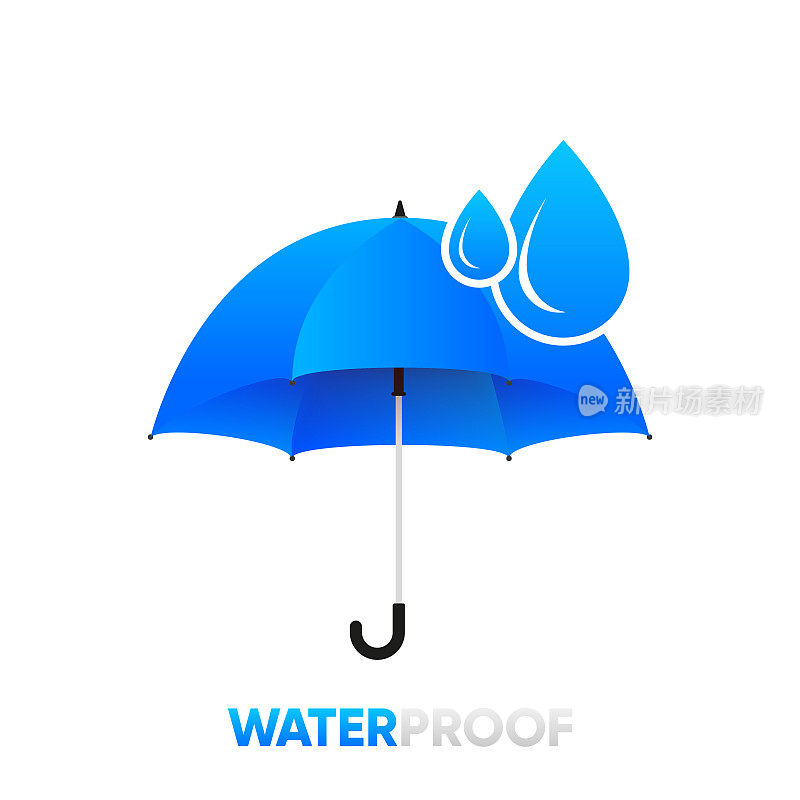 防水图标。包装防水图标。水滴保护概念。Logo孤立在白色背景上。矢量插图。