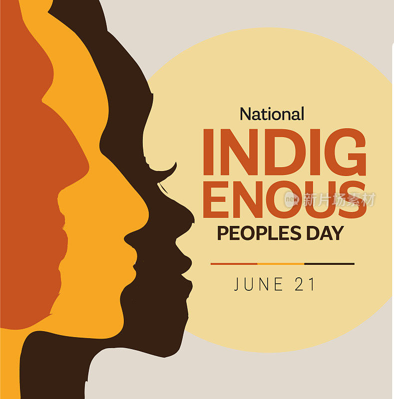全国土著人民日6月21日庆祝广场网横幅与人民剪影
