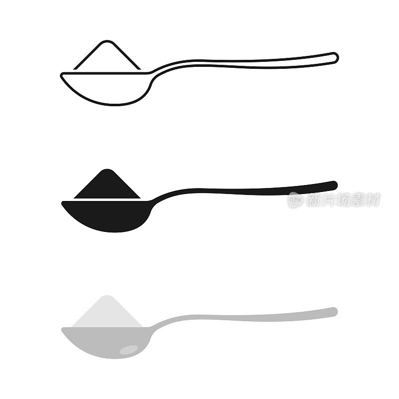勺子与糖图标矢量设计在白色背景。