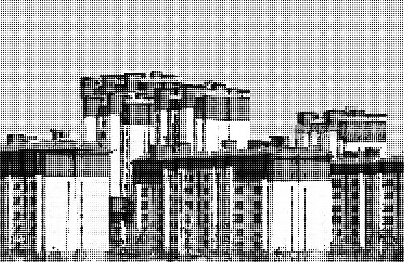 抽象黑白马赛克城市建筑单色图案背景