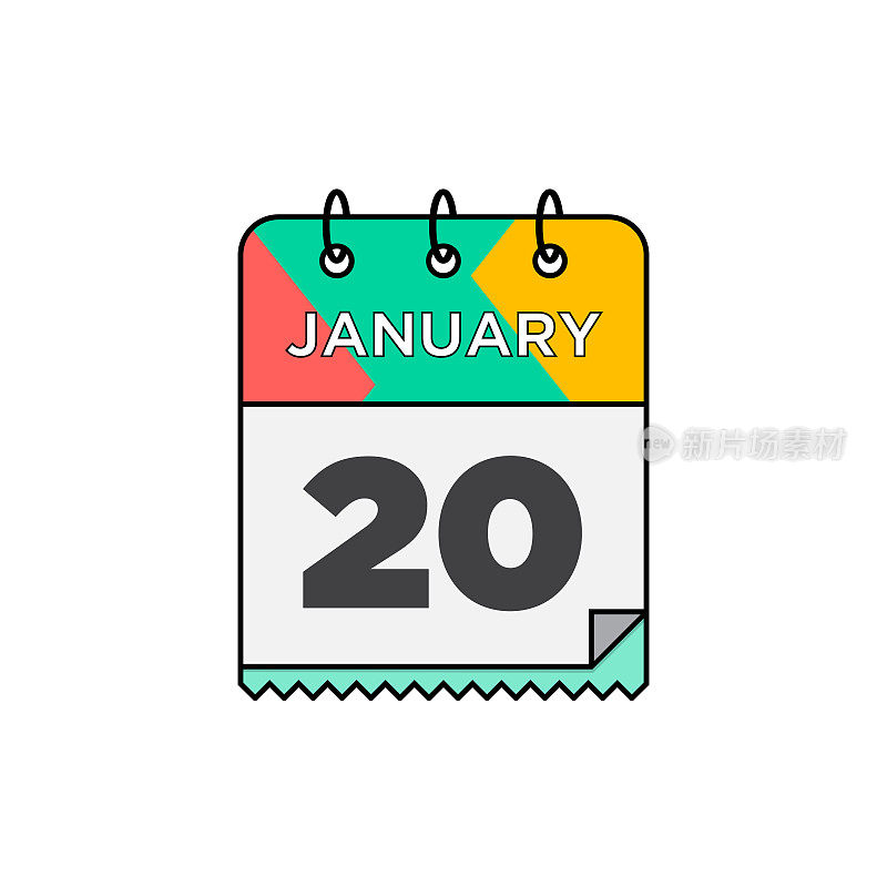 一月-每日日历图标在平面设计风格股票插图