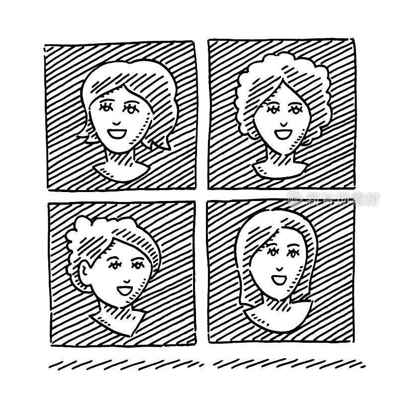 四个女人肖像正方形绘图