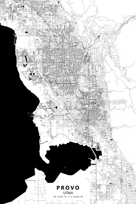 普罗沃，犹他州，美国矢量地图