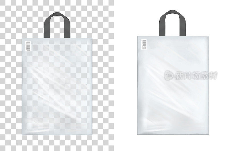 透明塑料购物袋，带提手
