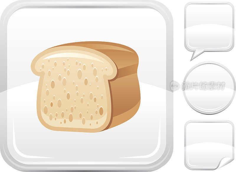 吐司面包图标上的银色按钮