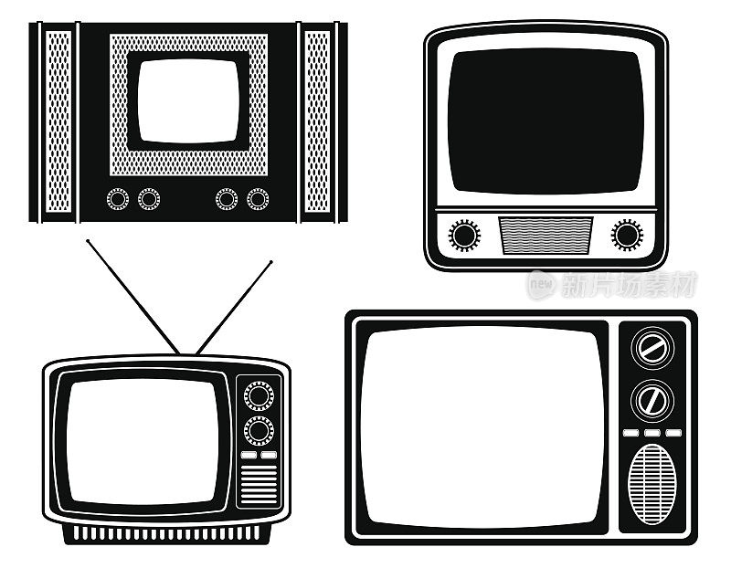 电视老复古复古的图标股票矢量插图