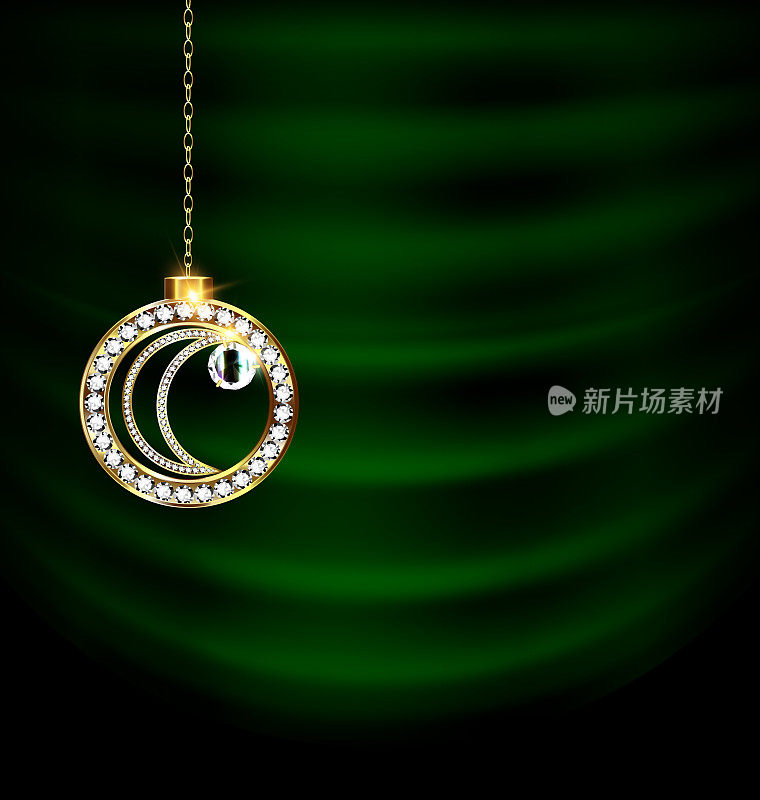 绿色窗帘与珠宝圣诞月亮