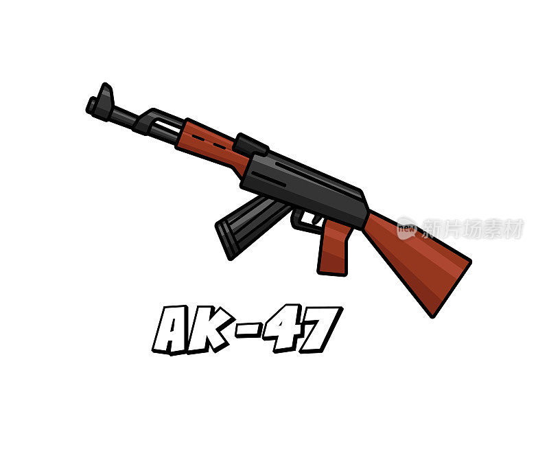 突击步枪武器模型ak47卡通设计