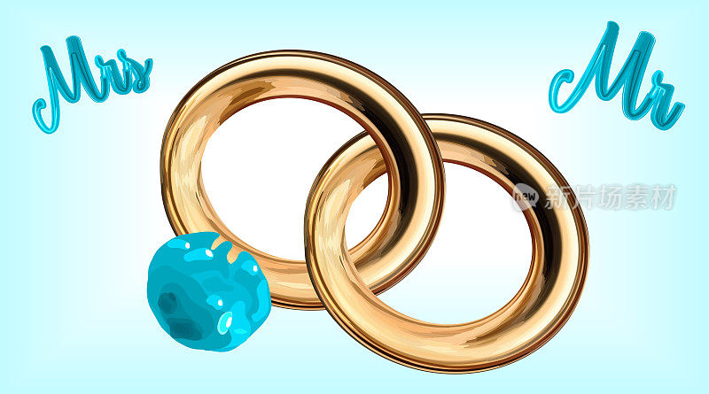 先生和夫人的蓝色信件以蓝色为背景，夫妇的结婚戒指以蓝宝石为结婚戒指，彼此隔离