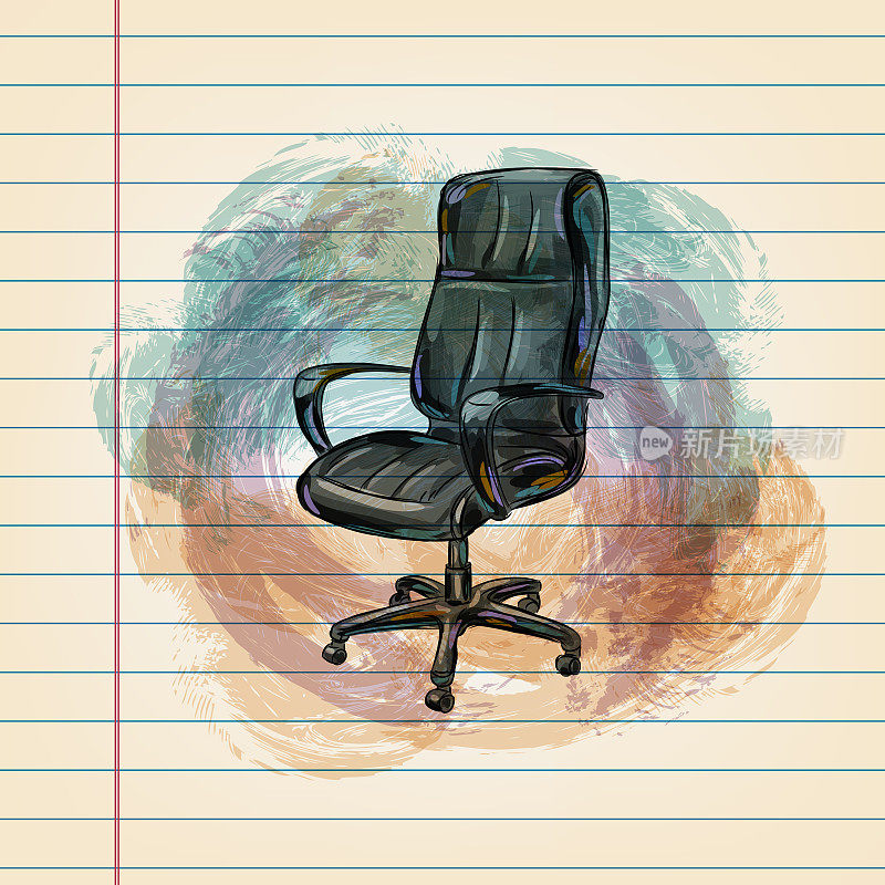 办公椅在横格纸上画画