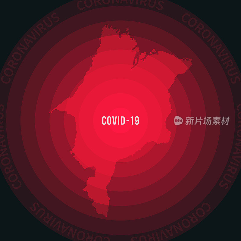 Maranhao地图与COVID-19的传播。冠状病毒爆发