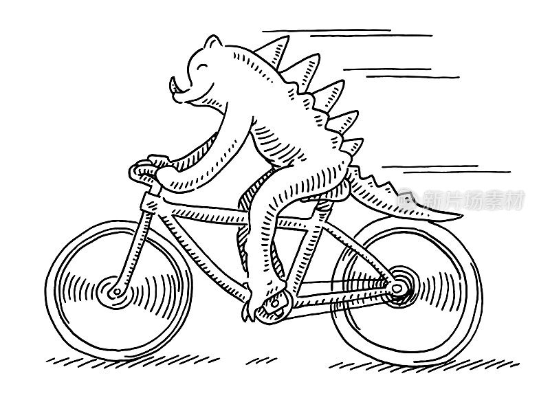 奇怪的爬行动物骑自行车画