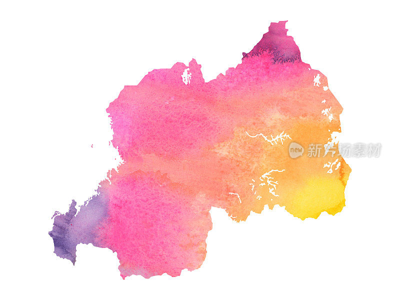 地图的卢旺达在水彩画-光栅插图