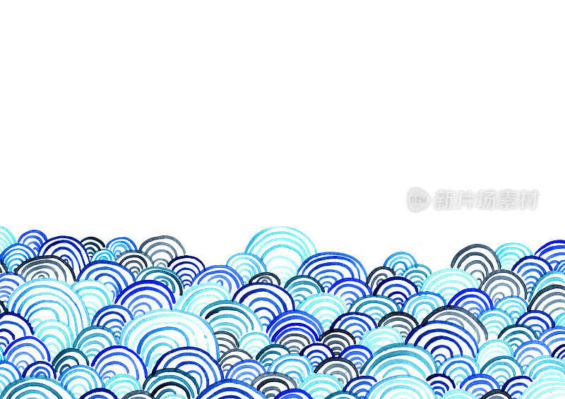 抽象的海浪水彩手绘背景，用于夏季装饰。
