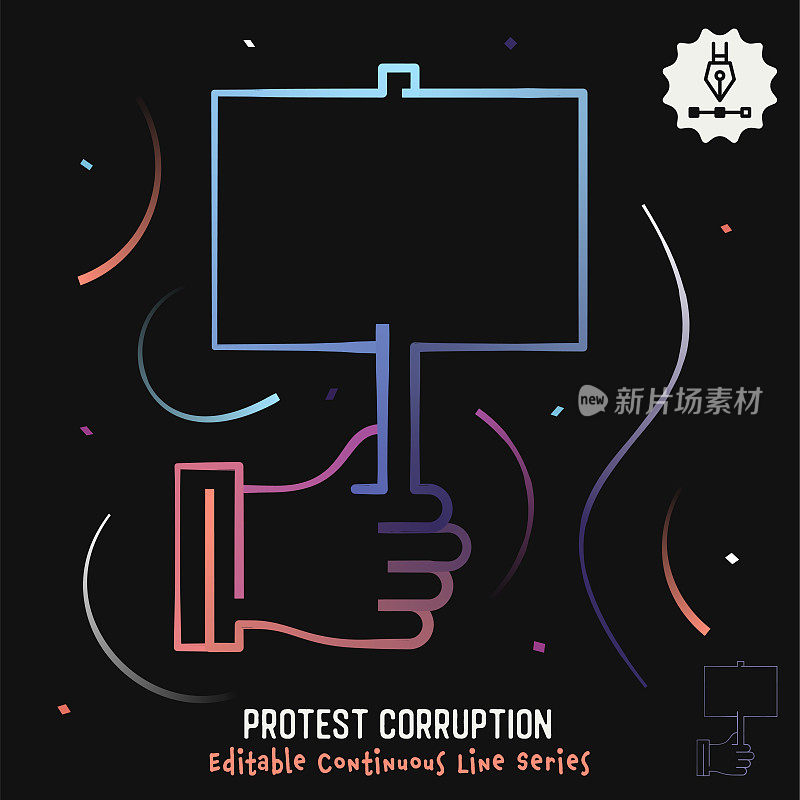 抗议腐败可编辑的线条插图