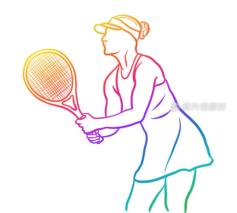 特写女网球运动员彩虹