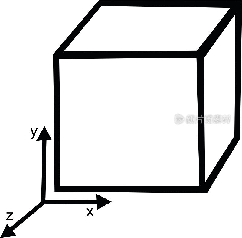 矢量插图的立方体和一个笛卡尔轴枢轴