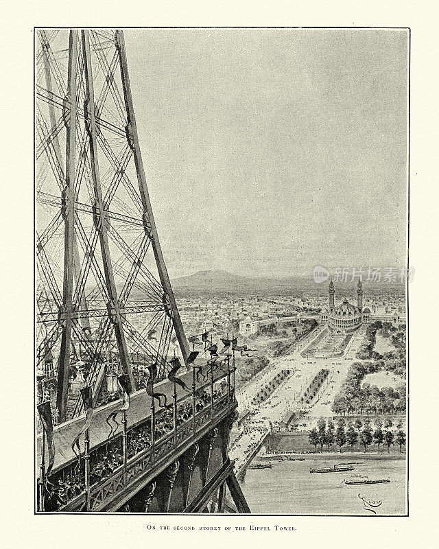 世界博览会从埃菲尔铁塔，巴黎，19世纪