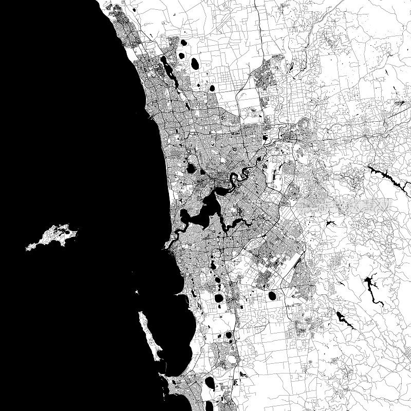 珀斯，澳大利亚矢量地图