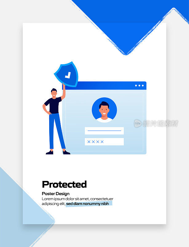 保护相关卡通风格平面设计矢量插图