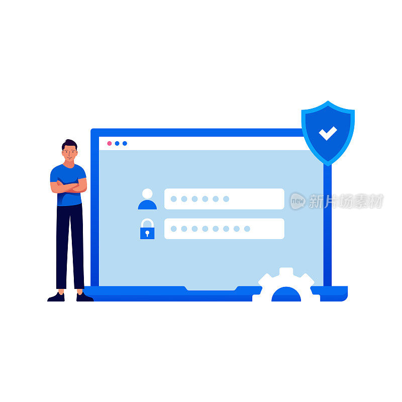 数据安全与网络安全相关的卡通风格平面设计矢量插图