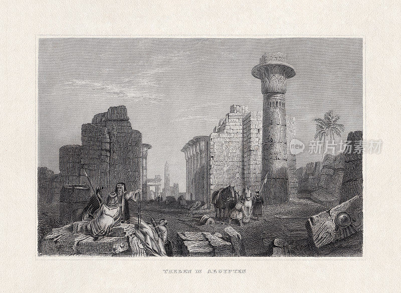埃及底比斯，钢铁雕刻，出版于1836年