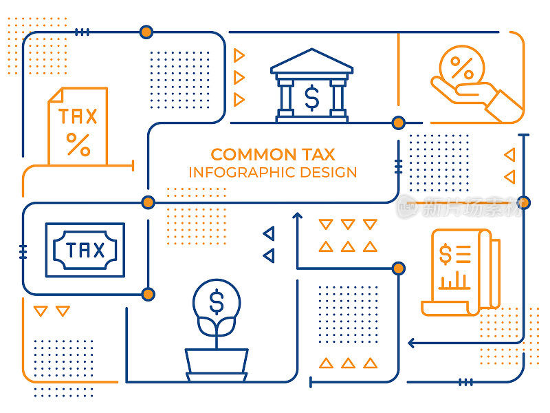 公共税收矢量线插图信息图形设计模板