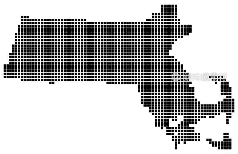 马萨诸塞州地图正方形的点状风格