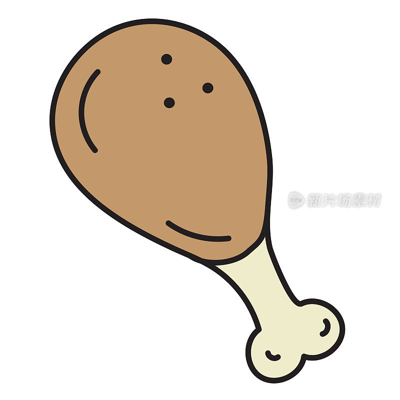 炸鸡细线图标设置,可编辑的描边