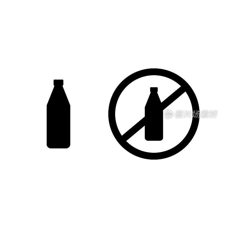 没有瓶向量。不允许瓶装水的标志。红圈禁止唱歌