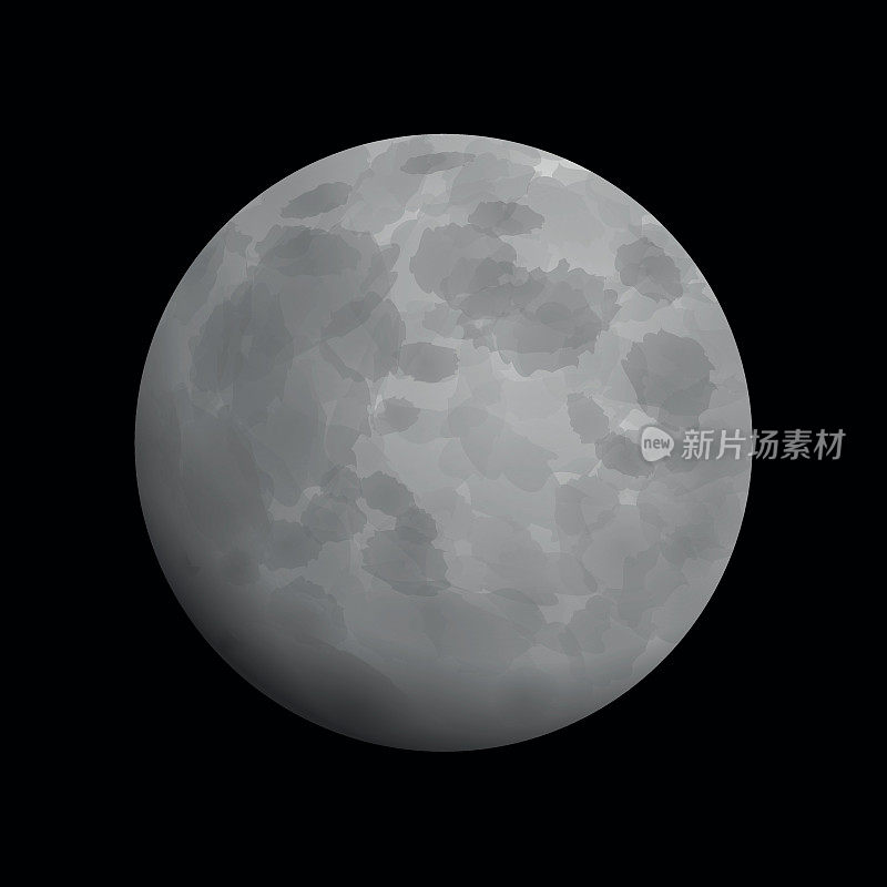 月亮-艺术矢量插图的满月在黑色的背景。