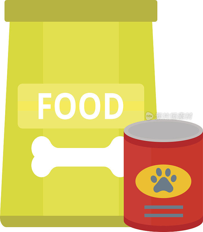干狗粮在碗和大袋食物
