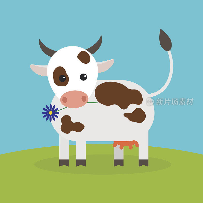 动物牛，矢量图标。