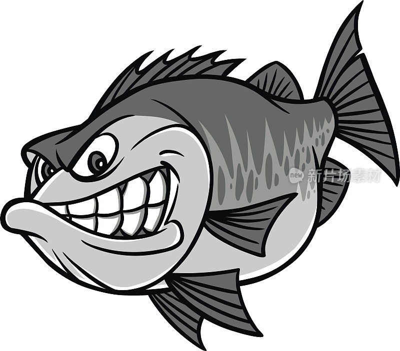 鲈鱼钓鱼吉祥物插画