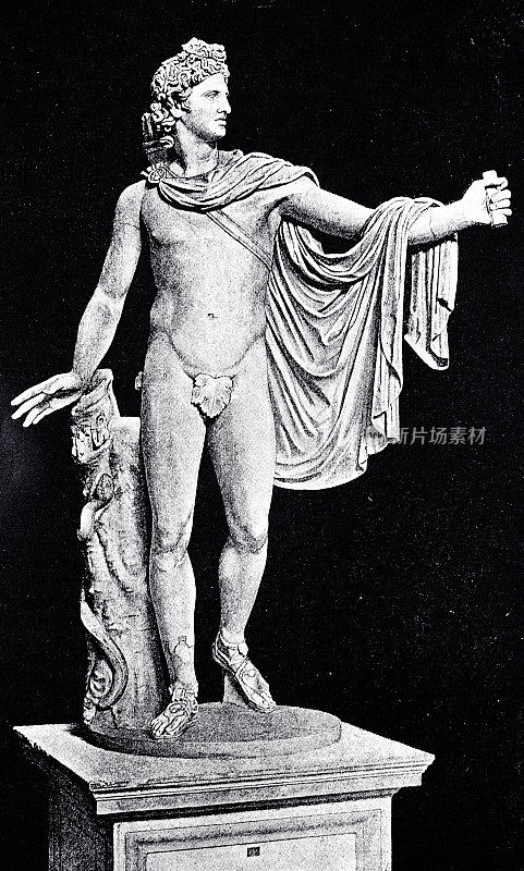 阿波罗的大理石雕像，希腊的光明、治愈、春天和艺术之神