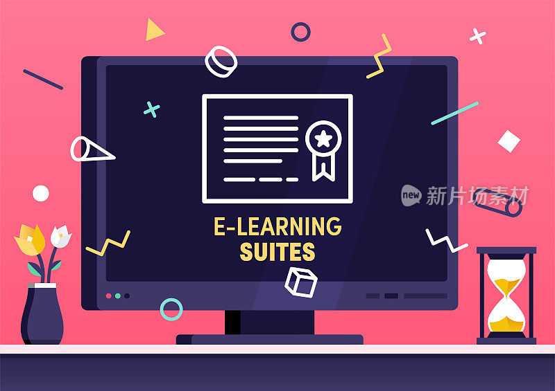 E-Learning套房现代平面设计概念