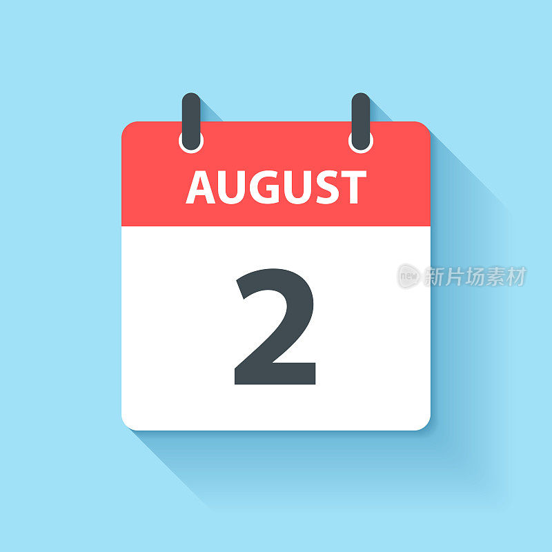 8月2日-日日历图标在平面设计风格