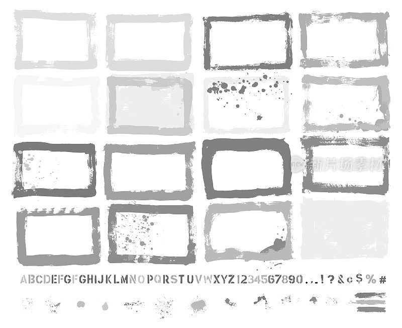 矢量手绘纹理边界和油漆喷溅集:艺术家自己的收藏